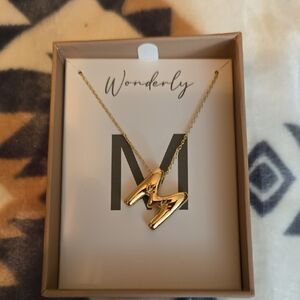 Wonderly Gold 'M' Pendant Necklace